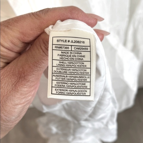 NWOT Betsey Johnson White Cotton Maxi Dress Lined Smocking Waist, Size L - Picture 12 of 12